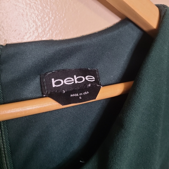 Bebe Side Slit Wideleg Jumpsuit Green Tie Waist - Picture 6 of 14